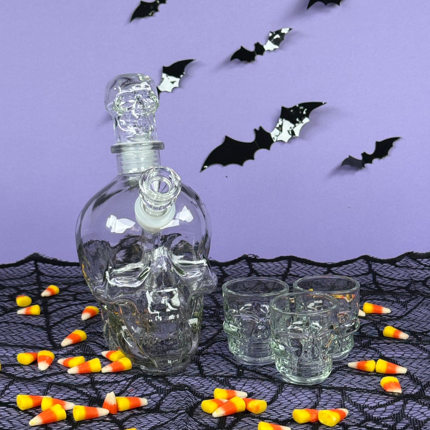 Glass skull set